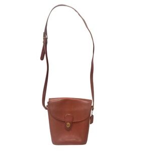 Vintage Coach Leather Bradley Bucket Crossbody Bag British Tan Turn Lock #9936